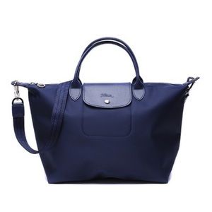 Longchamp Le Pliage Neo Medium Navy Tote with Cross Body Strap